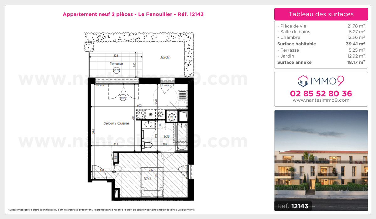 Plan et surfaces, Programme neuf Fenouiller Référence n° 12143