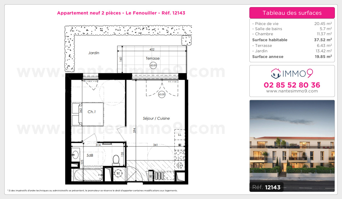 Plan et surfaces, Programme neuf Fenouiller Référence n° 12143
