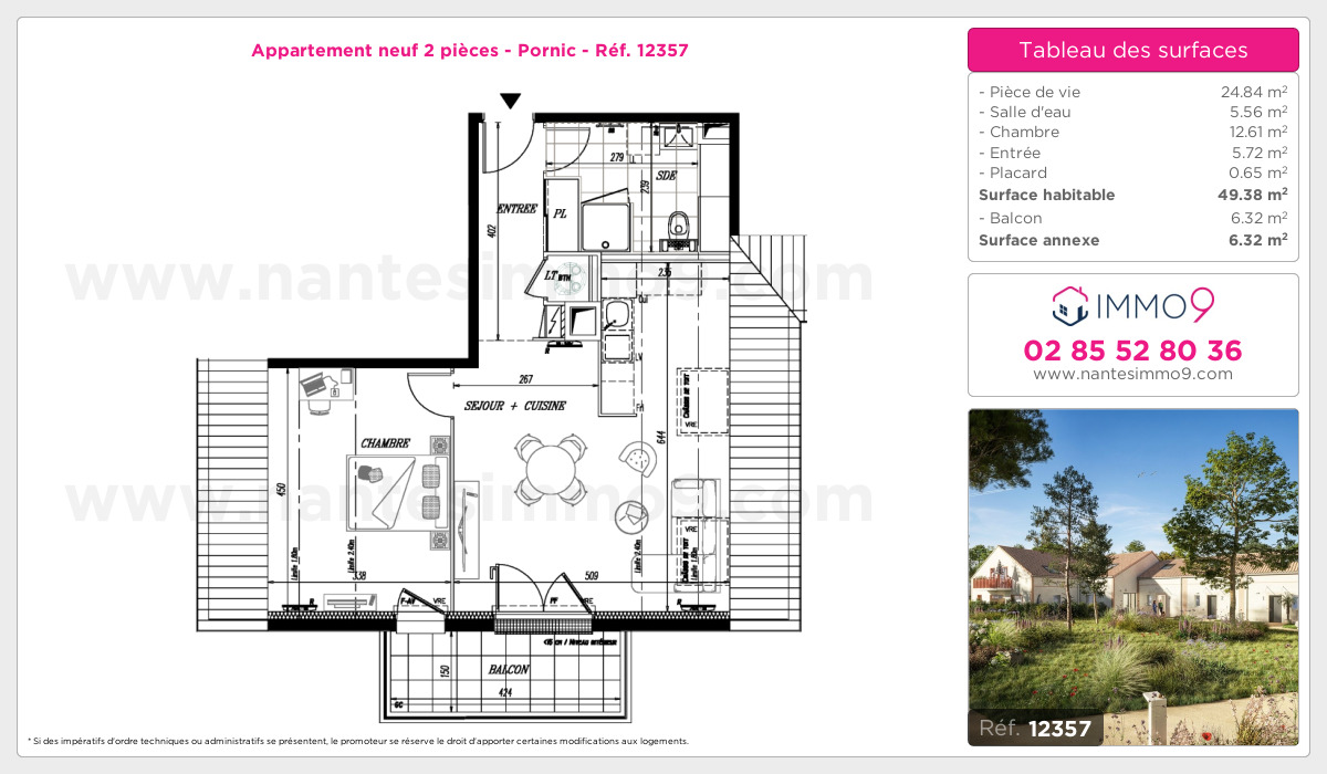 Plan et surfaces, Programme neuf Pornic Référence n° 12357