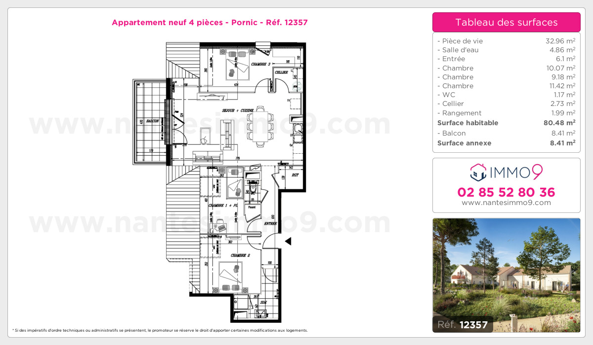 Plan et surfaces, Programme neuf Pornic Référence n° 12357