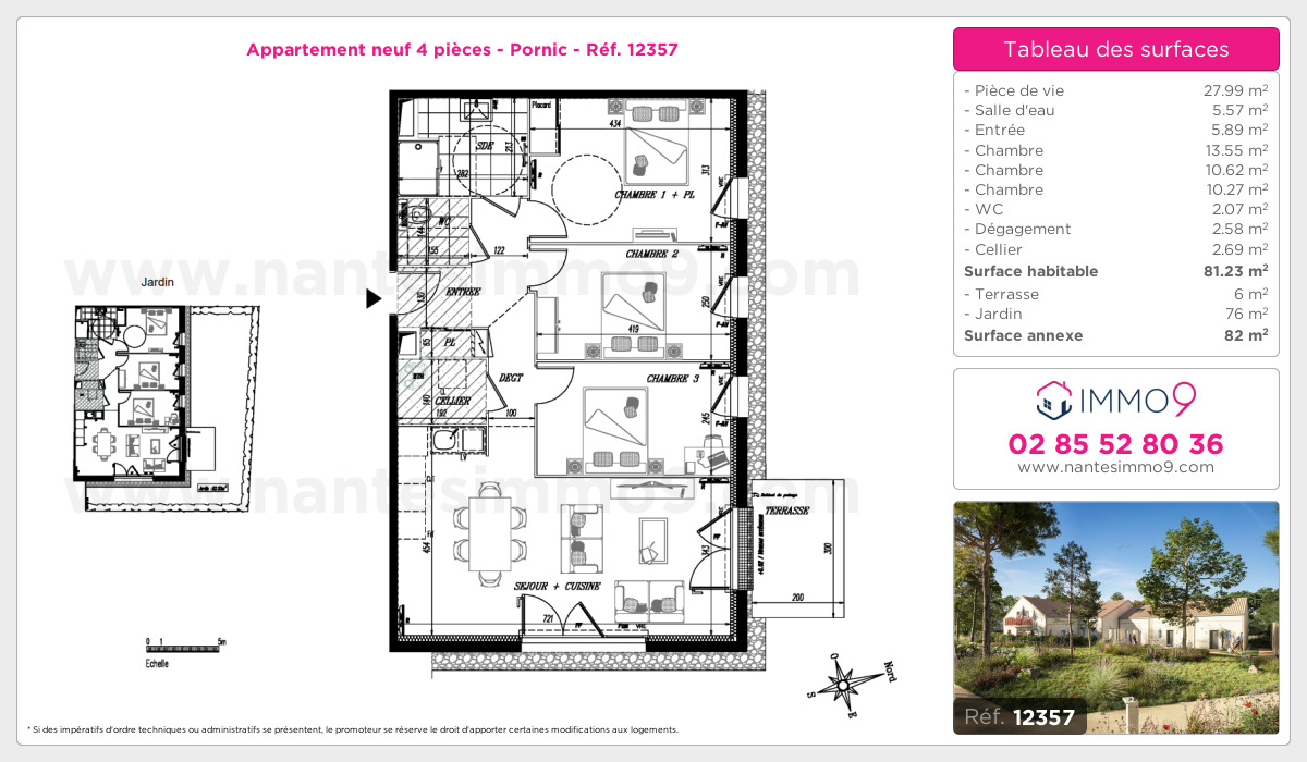 Plan et surfaces, Programme neuf Pornic Référence n° 12357