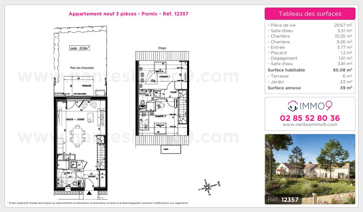 Plan et surfaces, Programme neuf Pornic Référence n° 12357