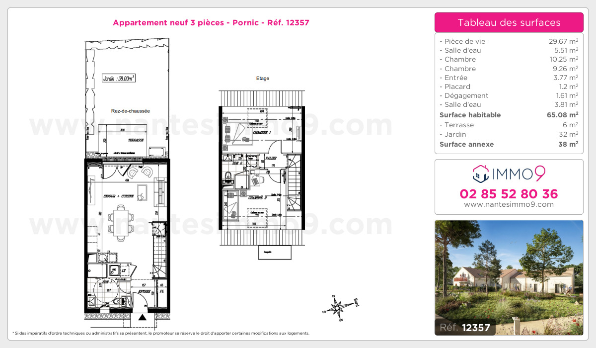 Plan et surfaces, Programme neuf Pornic Référence n° 12357