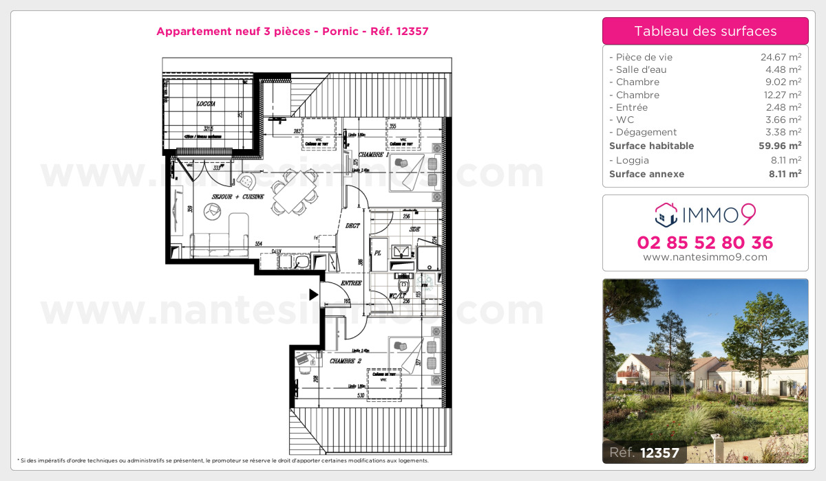 Plan et surfaces, Programme neuf Pornic Référence n° 12357