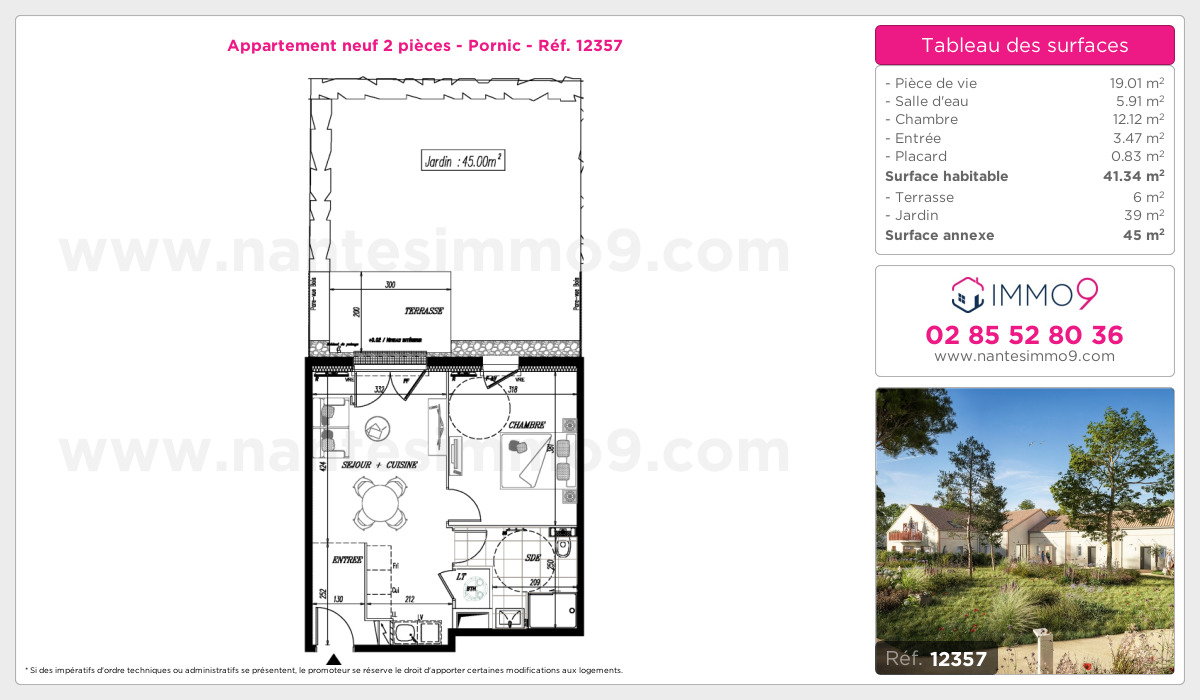 Plan et surfaces, Programme neuf Pornic Référence n° 12357