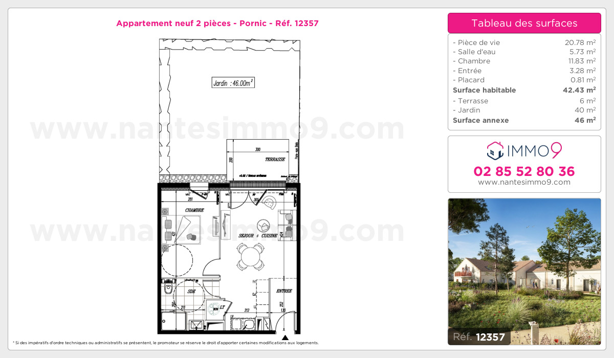 Plan et surfaces, Programme neuf Pornic Référence n° 12357