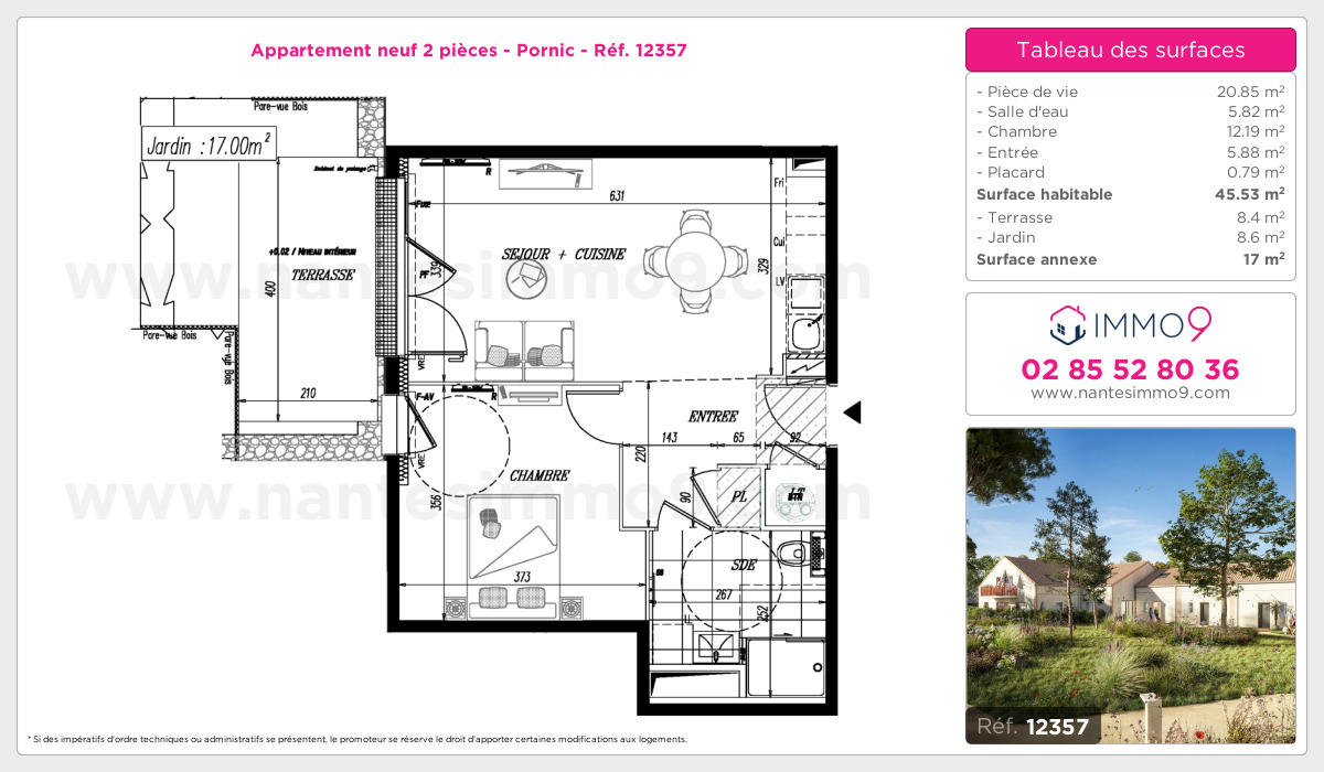 Plan et surfaces, Programme neuf Pornic Référence n° 12357