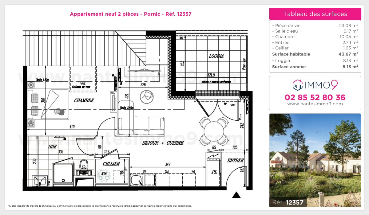 Plan et surfaces, Programme neuf Pornic Référence n° 12357