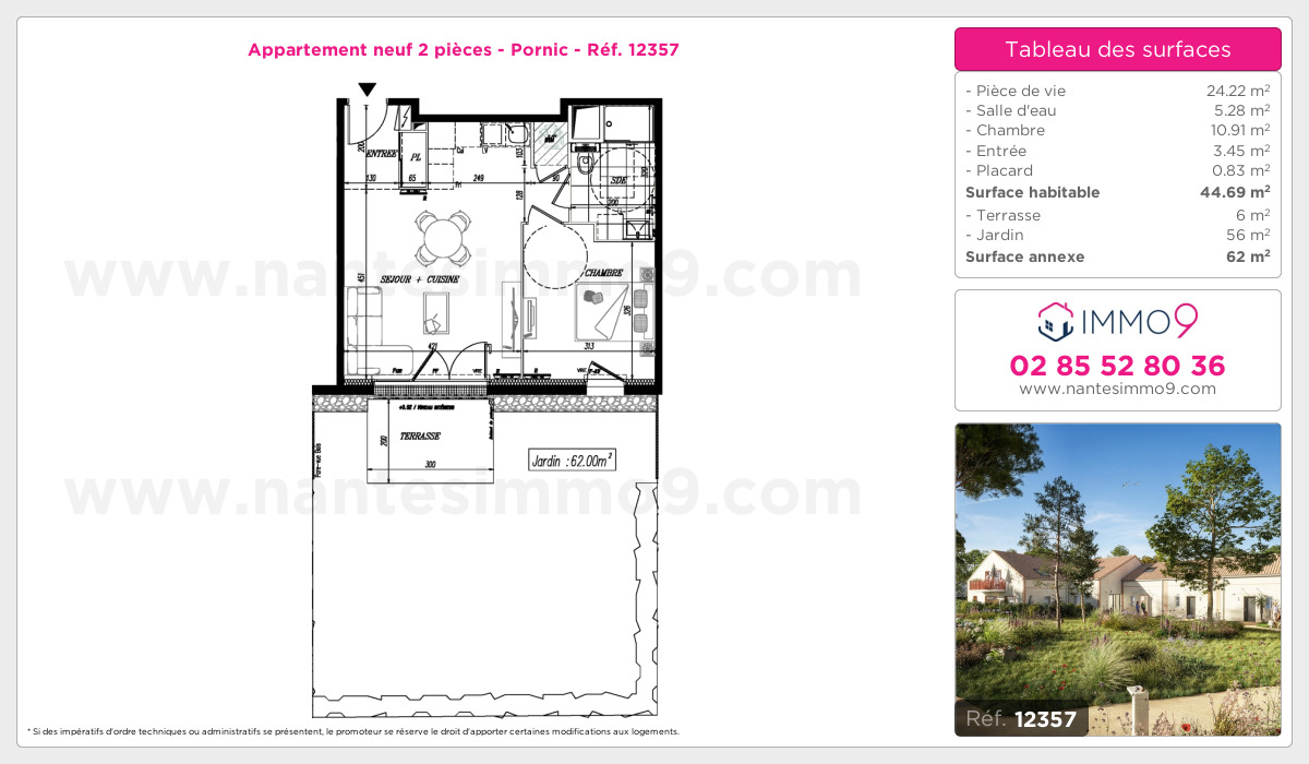 Plan et surfaces, Programme neuf Pornic Référence n° 12357
