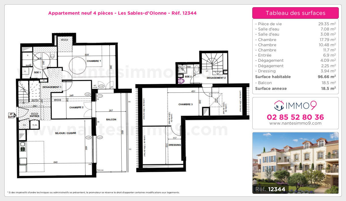 Plan et surfaces, Programme neuf Sables-d'Olonne Référence n° 12344