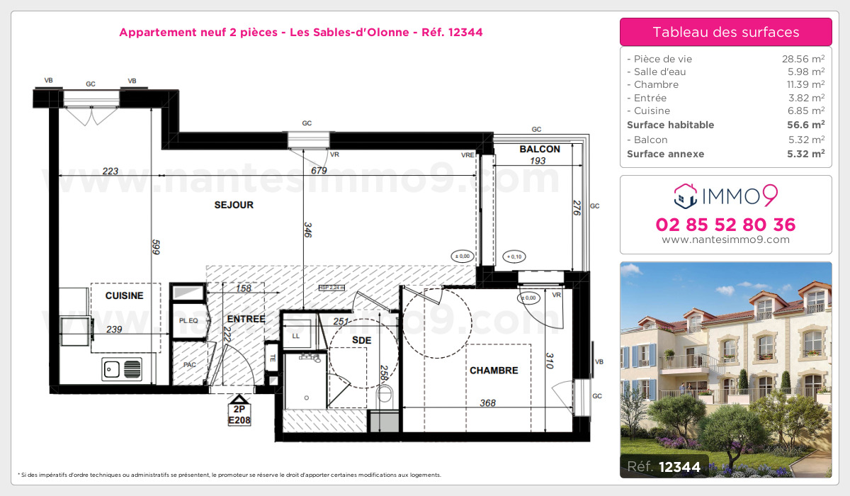 Plan et surfaces, Programme neuf Sables-d'Olonne Référence n° 12344
