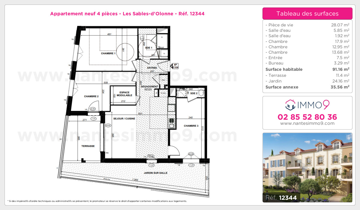 Plan et surfaces, Programme neuf Sables-d'Olonne Référence n° 12344