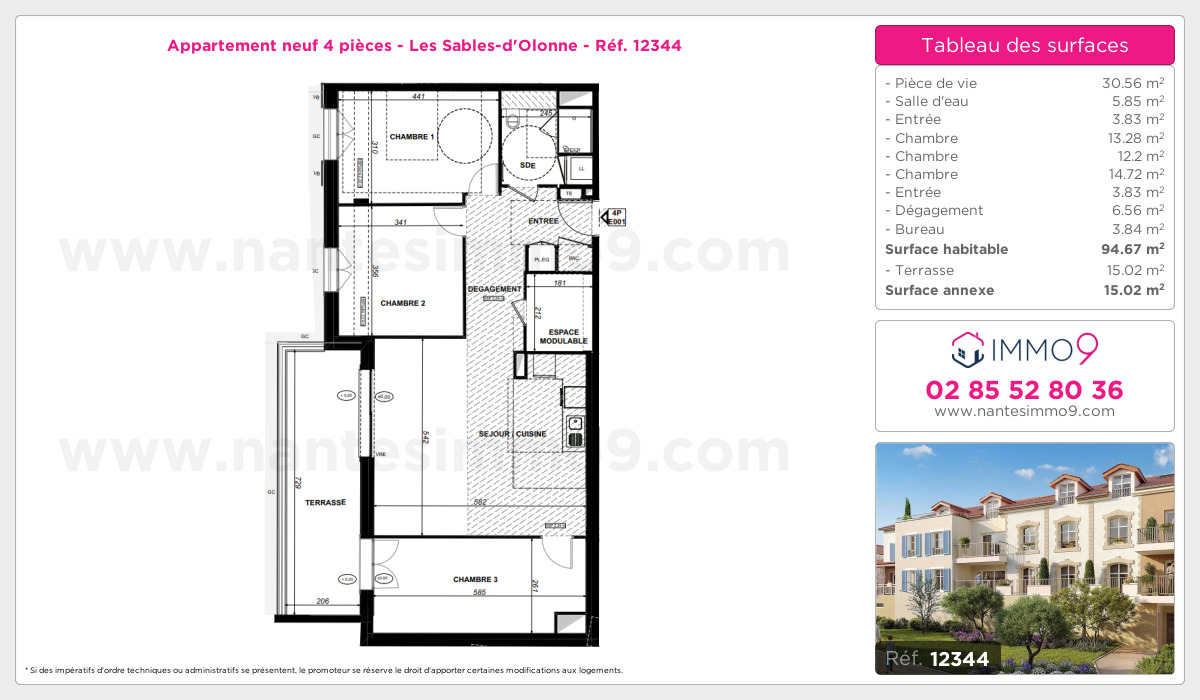 Plan et surfaces, Programme neuf Sables-d'Olonne Référence n° 12344