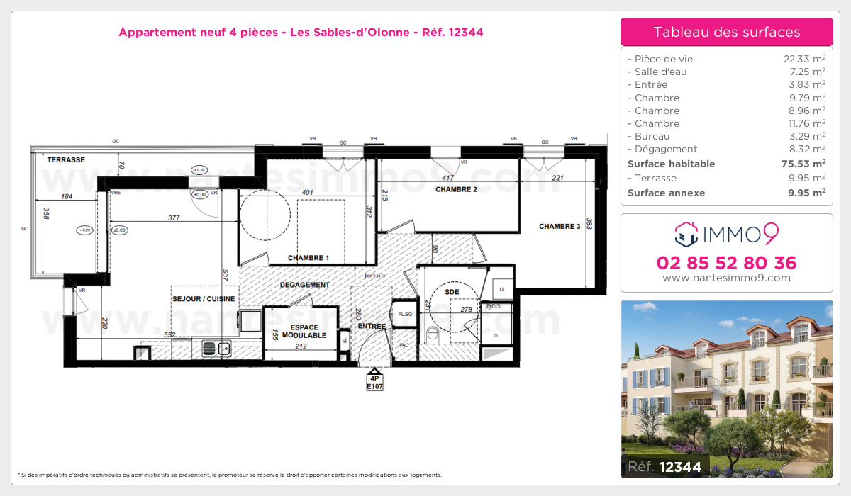 Plan et surfaces, Programme neuf Sables-d'Olonne Référence n° 12344