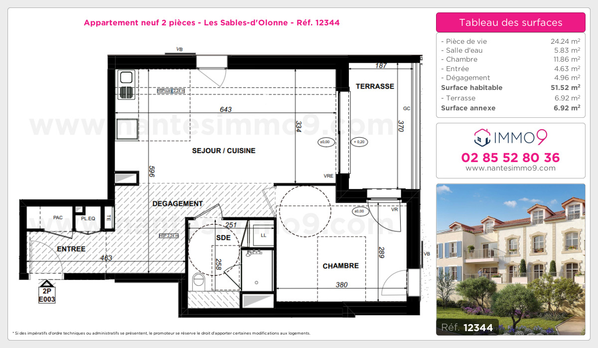Plan et surfaces, Programme neuf Sables-d'Olonne Référence n° 12344