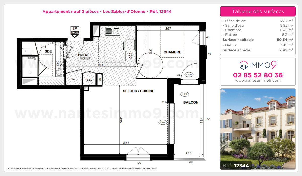 Plan et surfaces, Programme neuf Sables-d'Olonne Référence n° 12344
