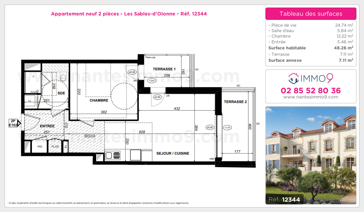 Plan et surfaces, Programme neuf Sables-d'Olonne Référence n° 12344