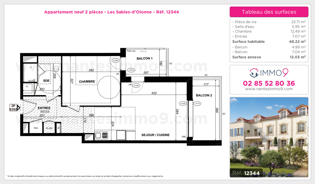 Plan et surfaces, Programme neuf Sables-d'Olonne Référence n° 12344