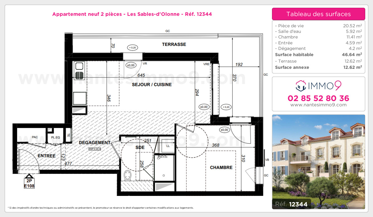 Plan et surfaces, Programme neuf Sables-d'Olonne Référence n° 12344