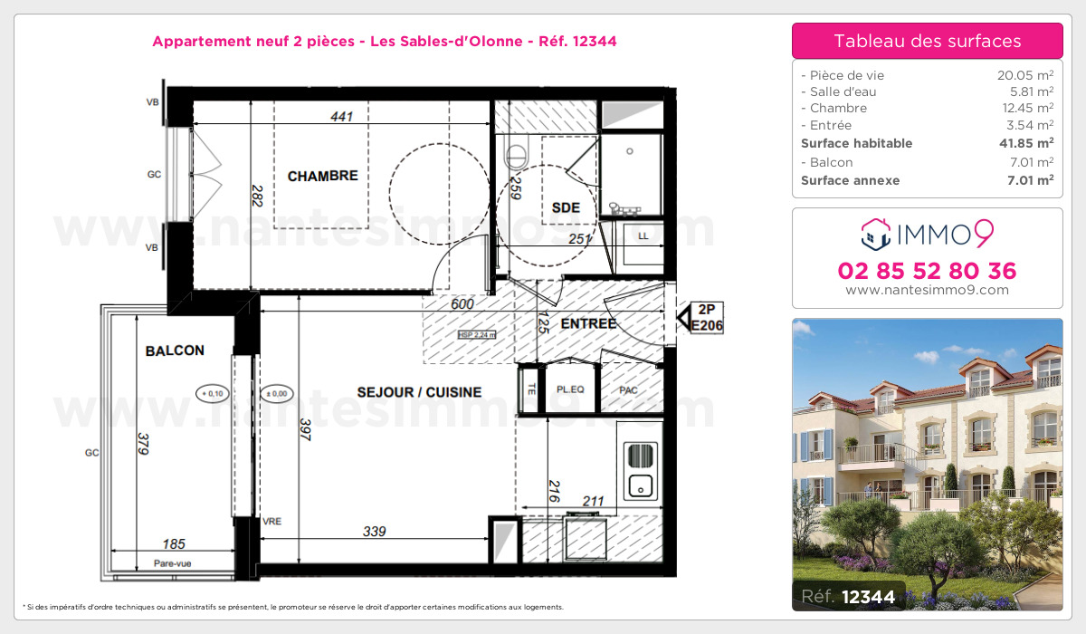 Plan et surfaces, Programme neuf Sables-d'Olonne Référence n° 12344