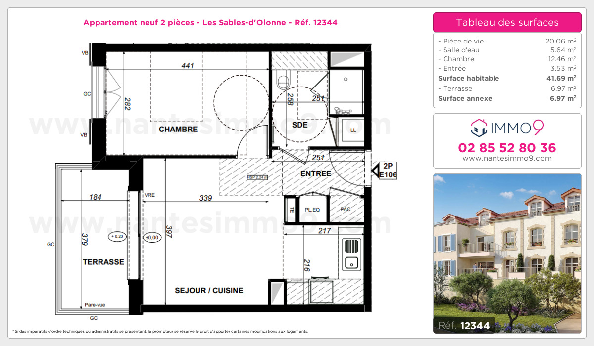 Plan et surfaces, Programme neuf Sables-d'Olonne Référence n° 12344