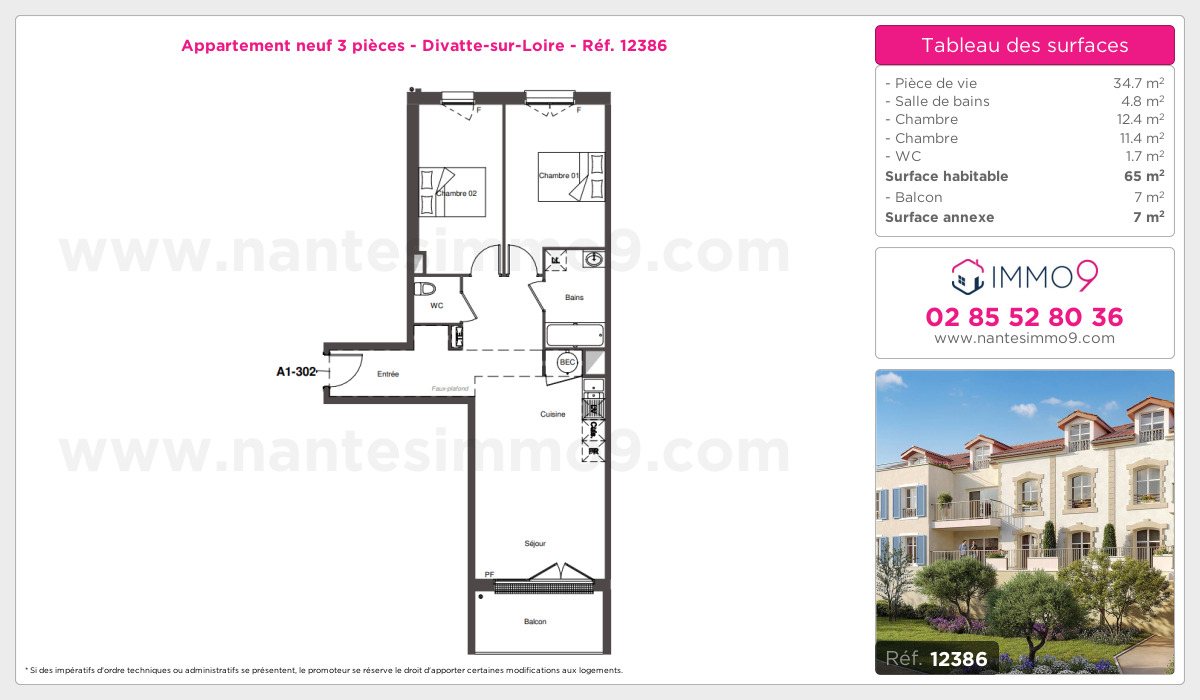 Plan et surfaces, Programme neuf Divatte-sur-Loire Référence n° 12386