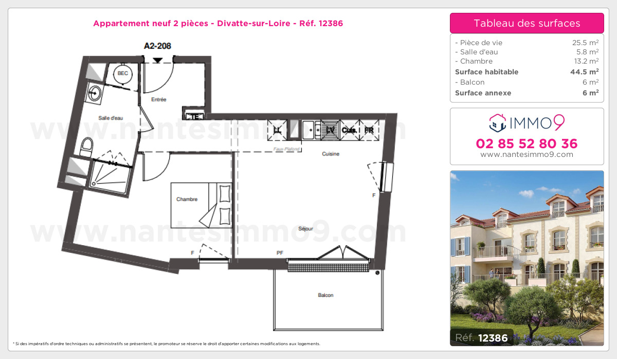 Plan et surfaces, Programme neuf Divatte-sur-Loire Référence n° 12386