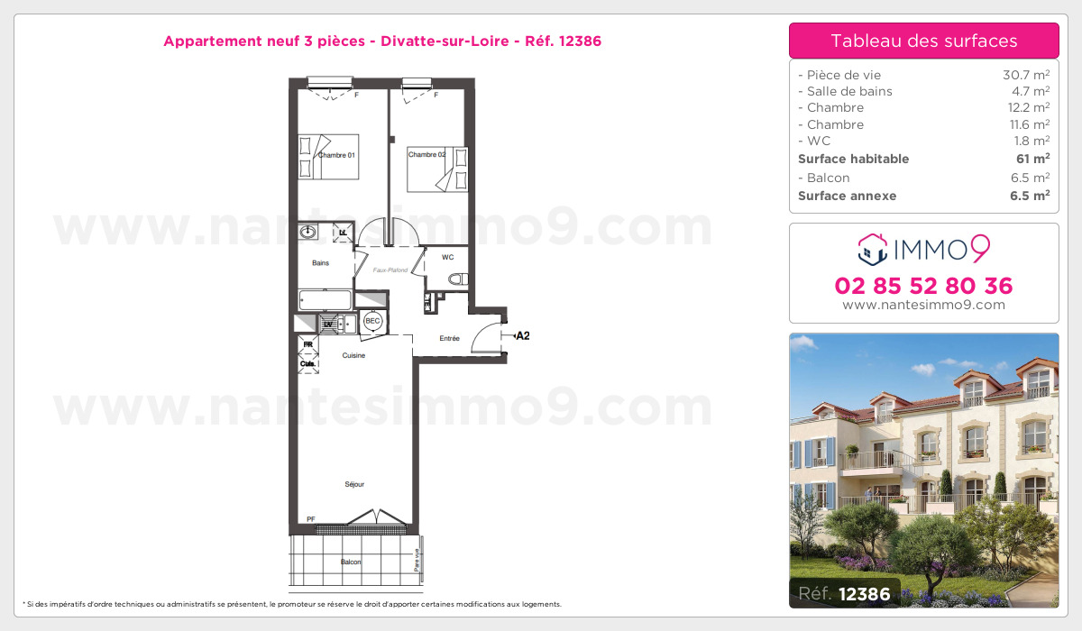 Plan et surfaces, Programme neuf Divatte-sur-Loire Référence n° 12386