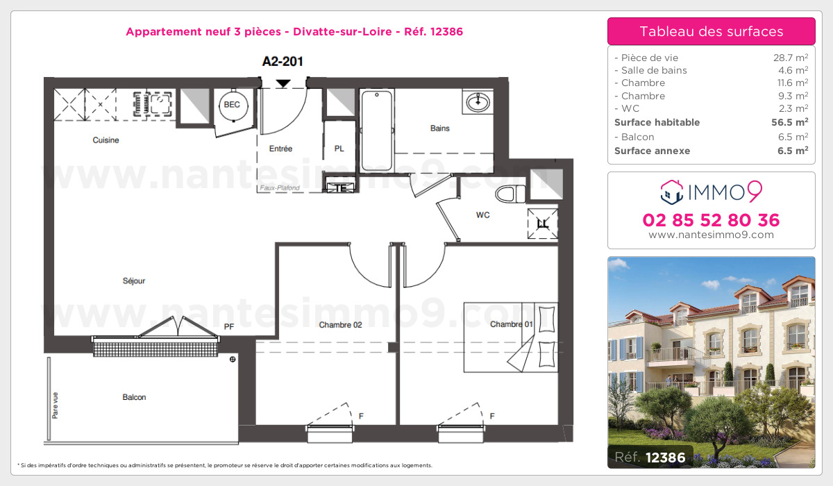 Plan et surfaces, Programme neuf Divatte-sur-Loire Référence n° 12386