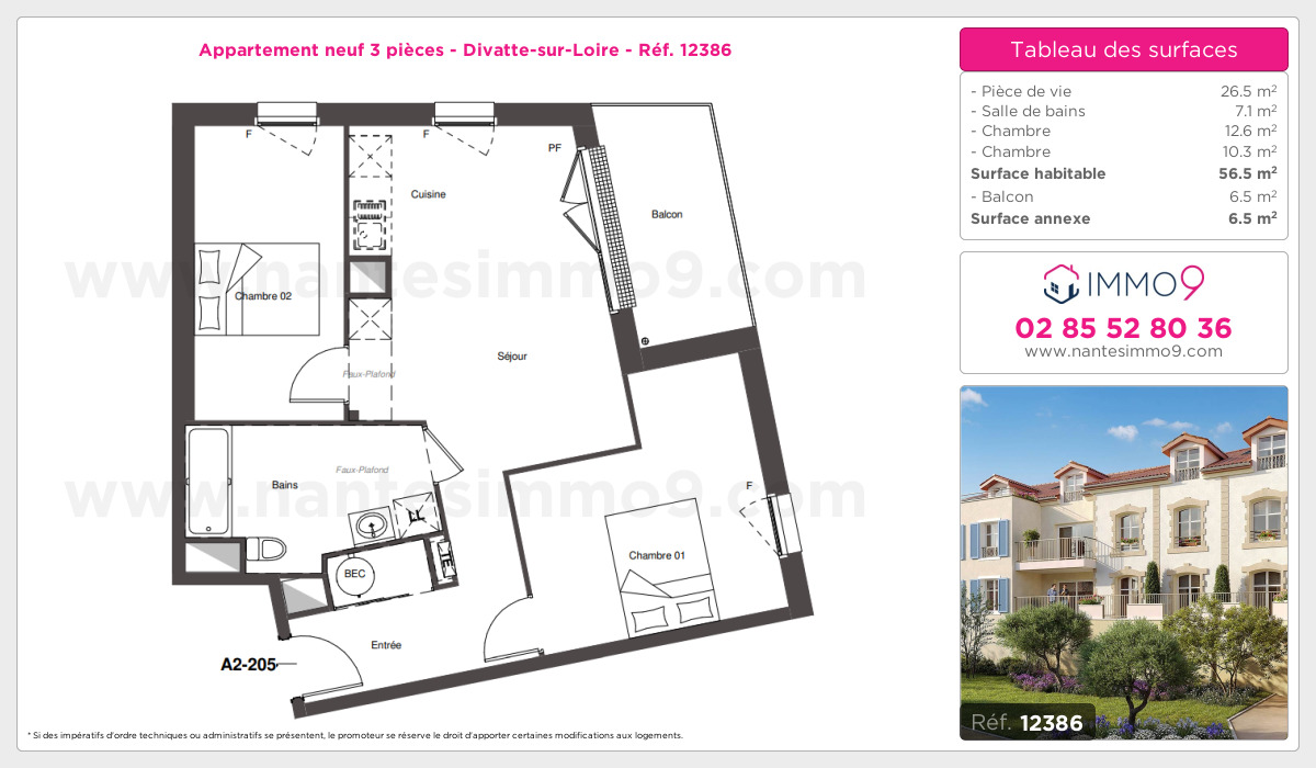 Plan et surfaces, Programme neuf Divatte-sur-Loire Référence n° 12386