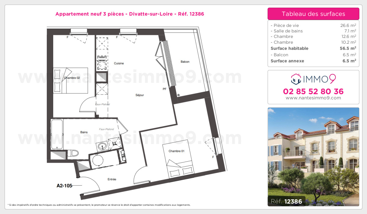 Plan et surfaces, Programme neuf Divatte-sur-Loire Référence n° 12386