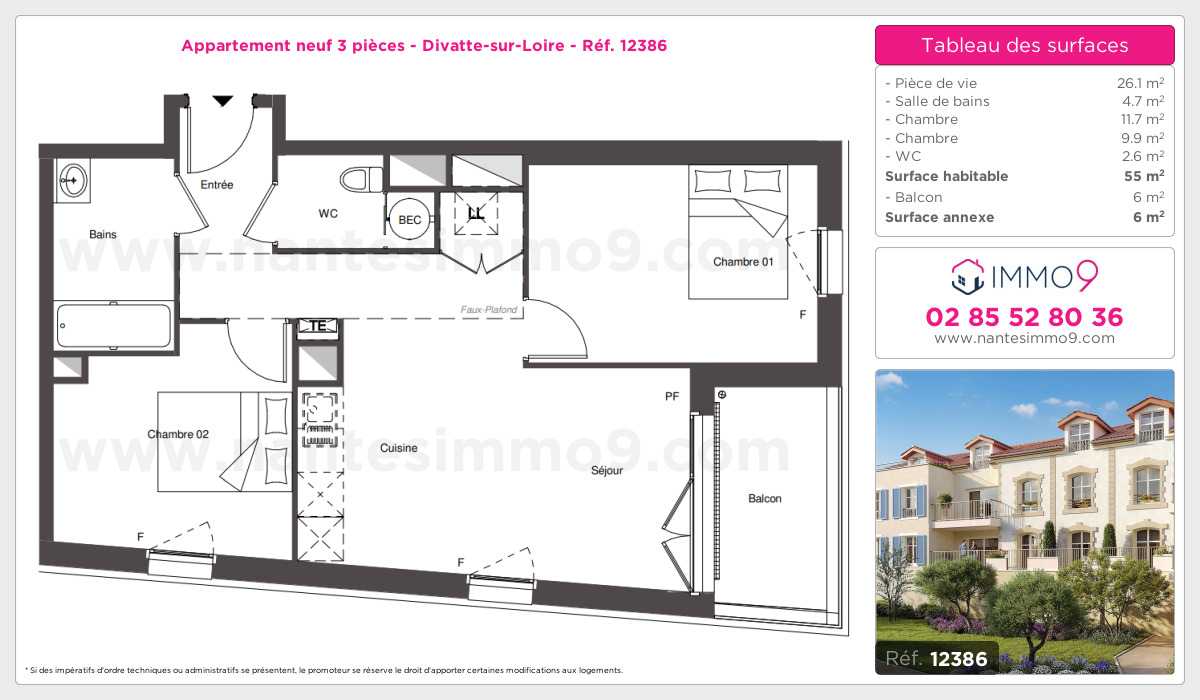 Plan et surfaces, Programme neuf Divatte-sur-Loire Référence n° 12386