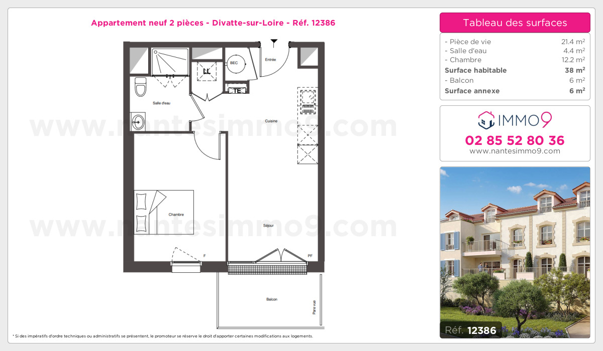 Plan et surfaces, Programme neuf Divatte-sur-Loire Référence n° 12386