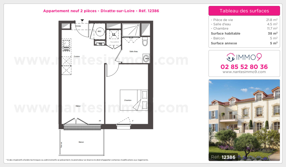 Plan et surfaces, Programme neuf Divatte-sur-Loire Référence n° 12386