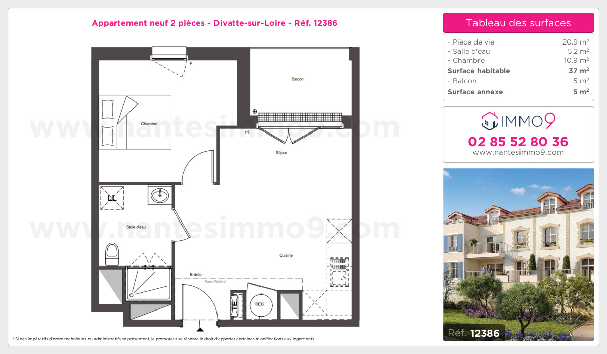 Plan et surfaces, Programme neuf Divatte-sur-Loire Référence n° 12386