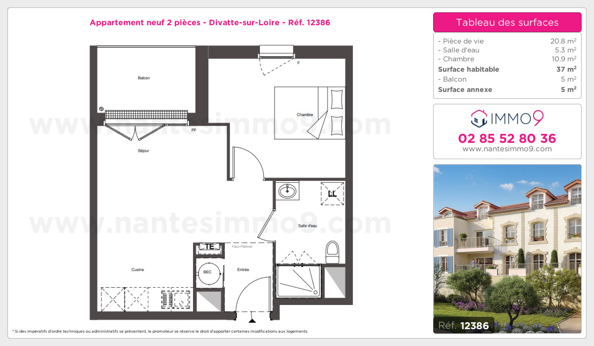 Plan et surfaces, Programme neuf Divatte-sur-Loire Référence n° 12386
