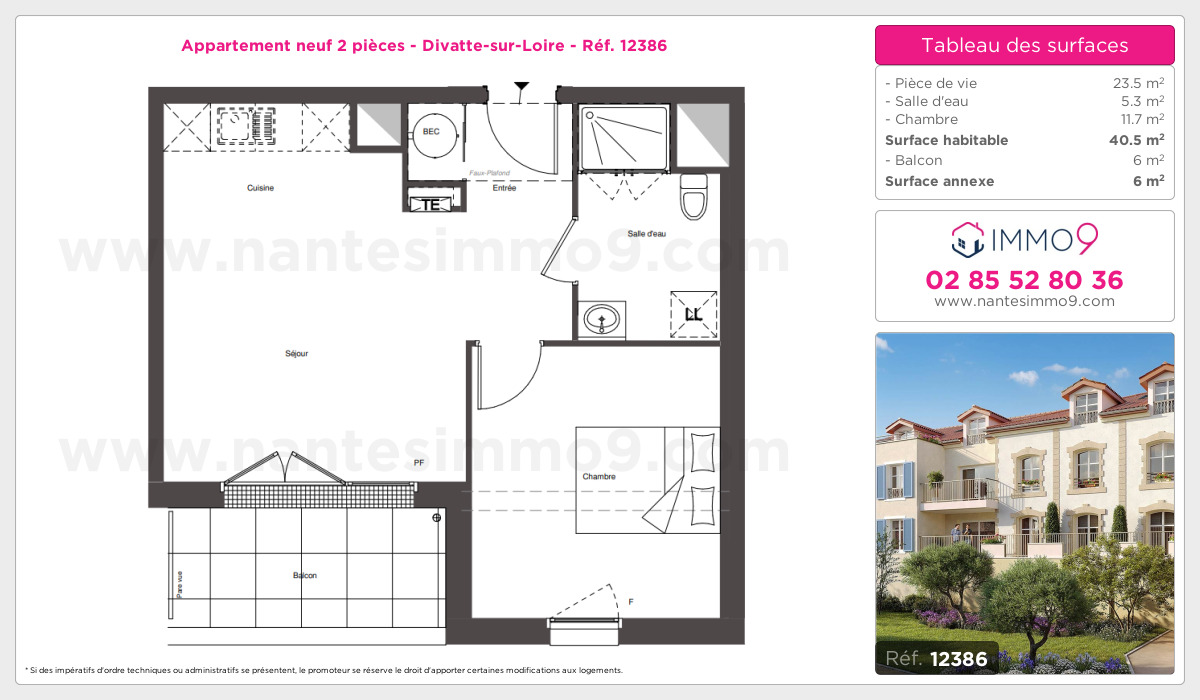 Plan et surfaces, Programme neuf Divatte-sur-Loire Référence n° 12386