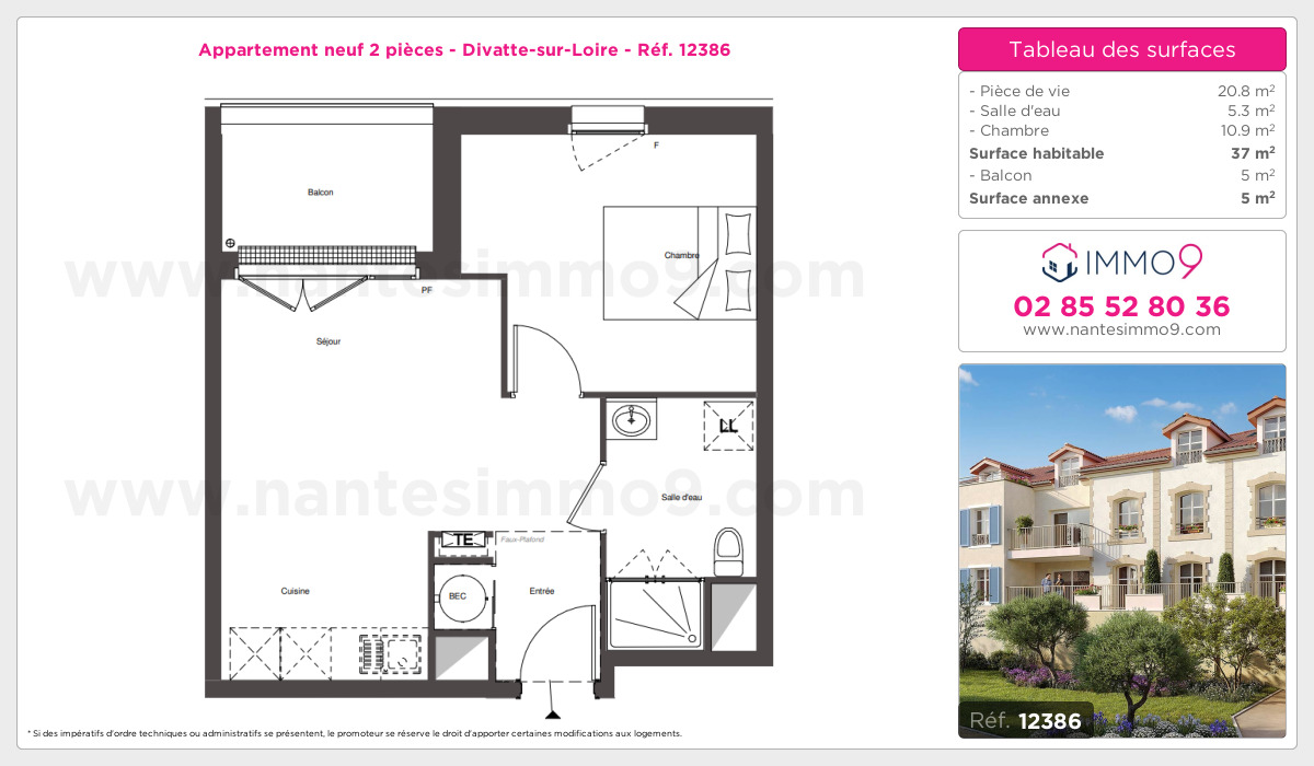Plan et surfaces, Programme neuf Divatte-sur-Loire Référence n° 12386