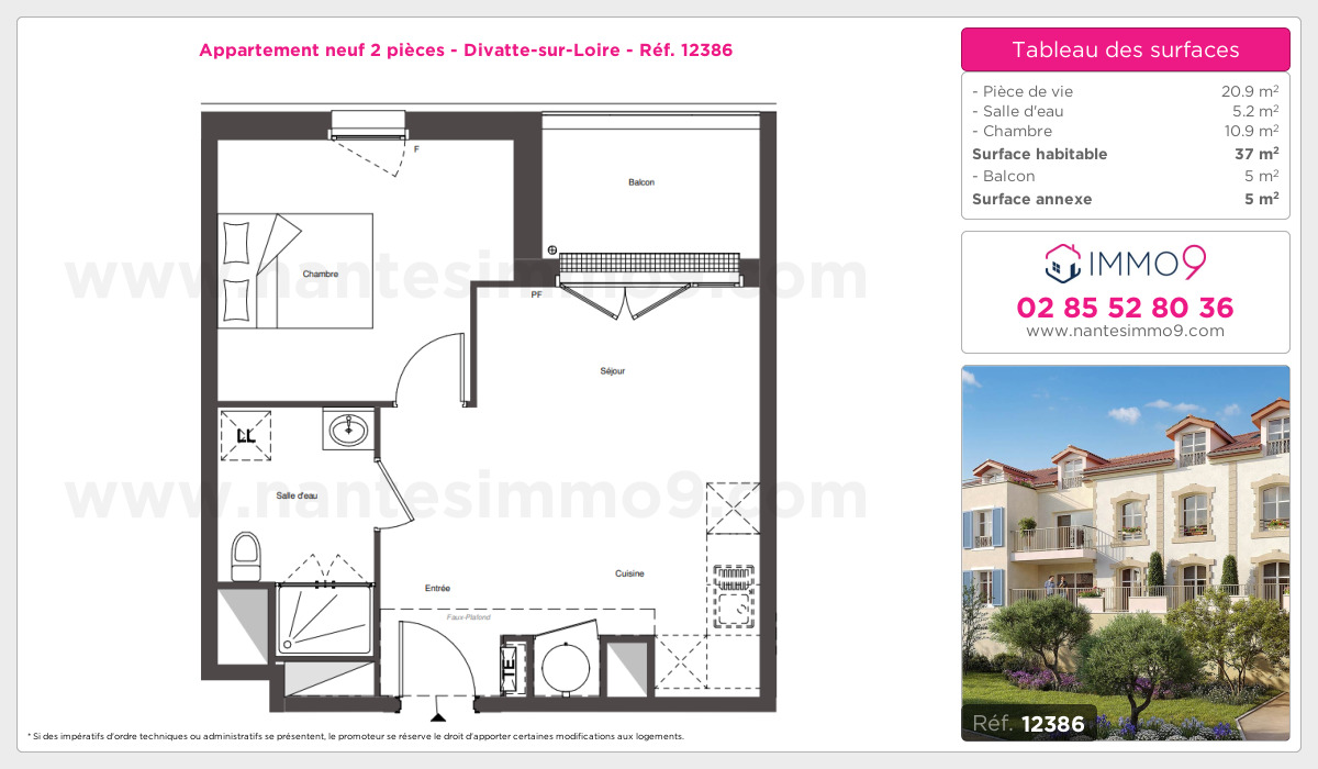 Plan et surfaces, Programme neuf Divatte-sur-Loire Référence n° 12386