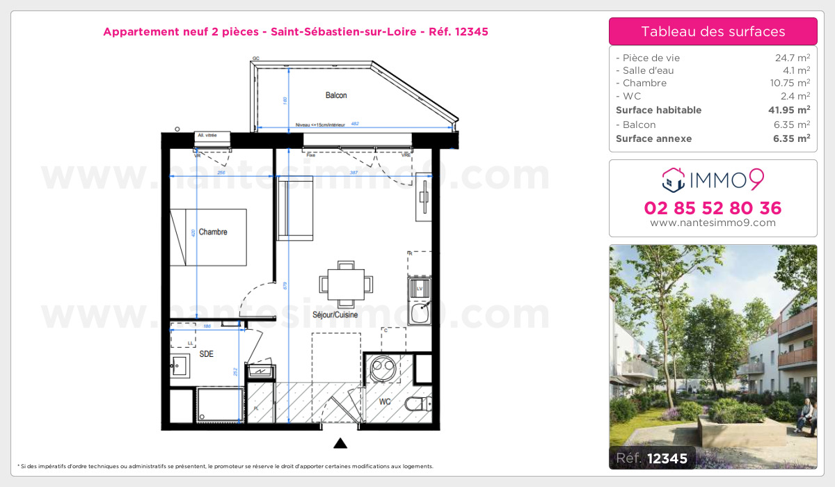 Plan et surfaces, Programme neuf Saint-Sébastien-sur-Loire Référence n° 12345