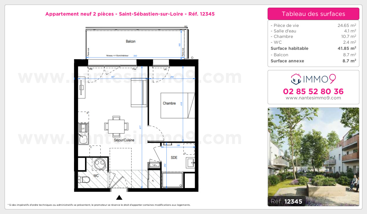 Plan et surfaces, Programme neuf Saint-Sébastien-sur-Loire Référence n° 12345