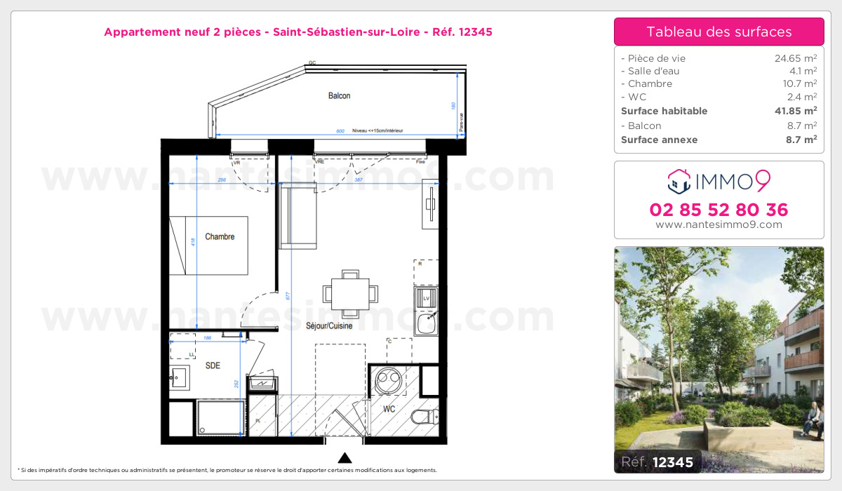 Plan et surfaces, Programme neuf Saint-Sébastien-sur-Loire Référence n° 12345
