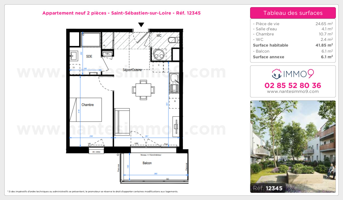 Plan et surfaces, Programme neuf Saint-Sébastien-sur-Loire Référence n° 12345