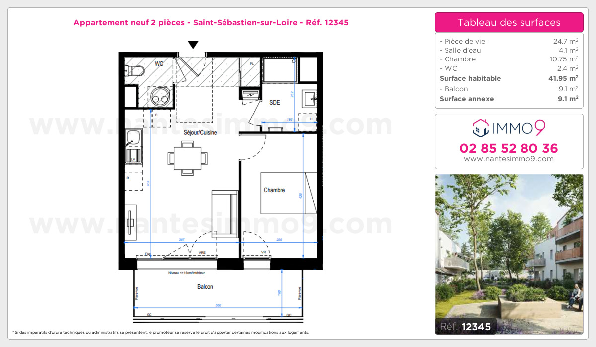 Plan et surfaces, Programme neuf Saint-Sébastien-sur-Loire Référence n° 12345