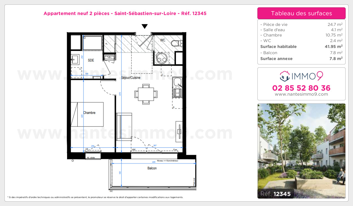 Plan et surfaces, Programme neuf Saint-Sébastien-sur-Loire Référence n° 12345