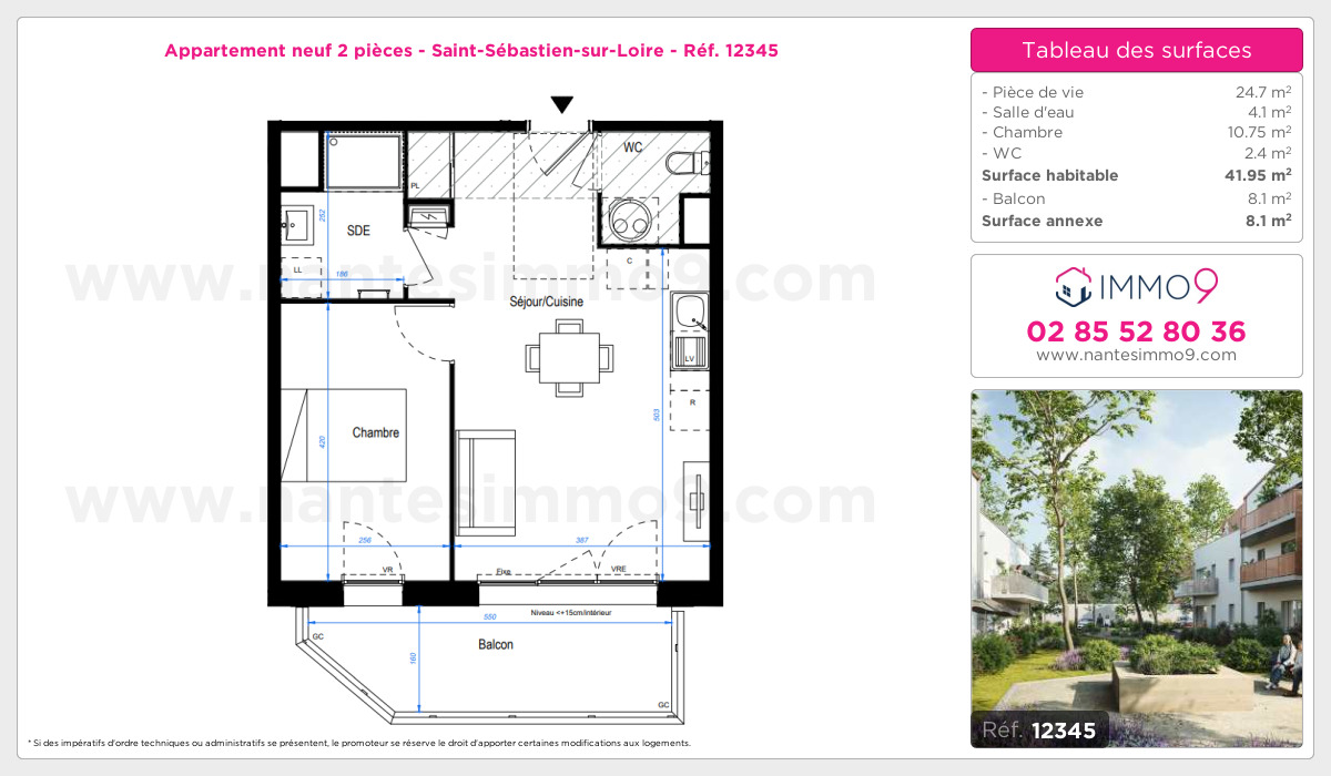 Plan et surfaces, Programme neuf Saint-Sébastien-sur-Loire Référence n° 12345