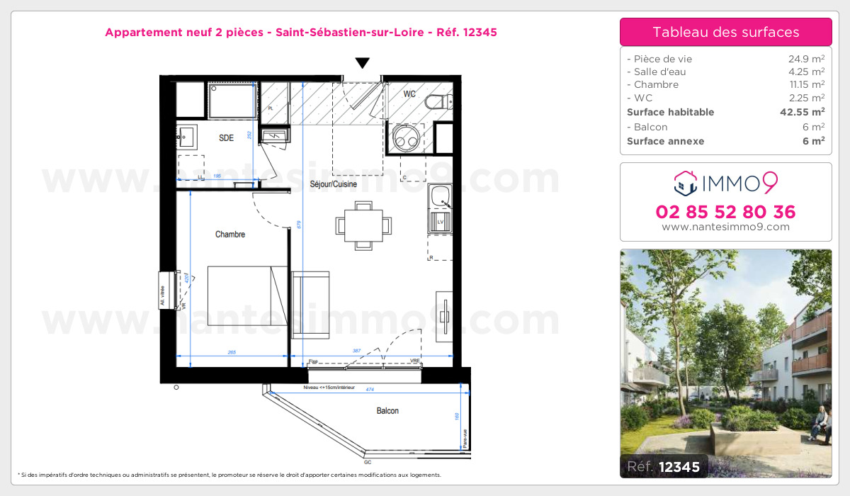 Plan et surfaces, Programme neuf Saint-Sébastien-sur-Loire Référence n° 12345