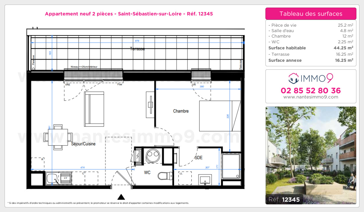 Plan et surfaces, Programme neuf Saint-Sébastien-sur-Loire Référence n° 12345