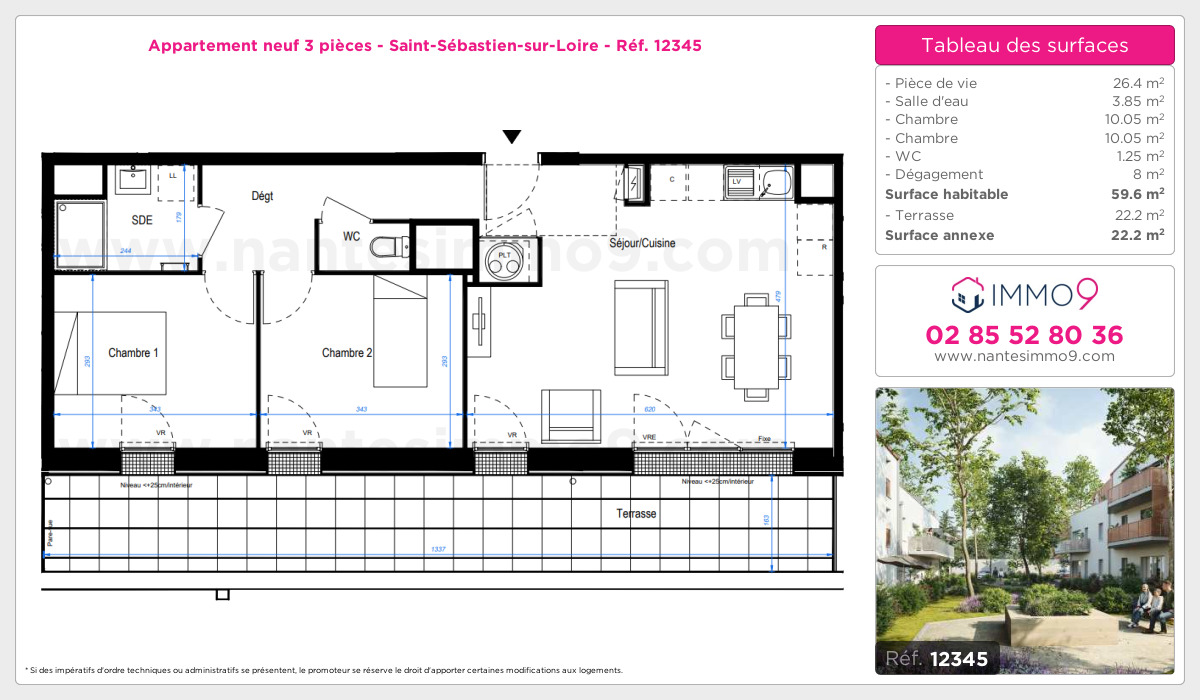 Plan et surfaces, Programme neuf Saint-Sébastien-sur-Loire Référence n° 12345