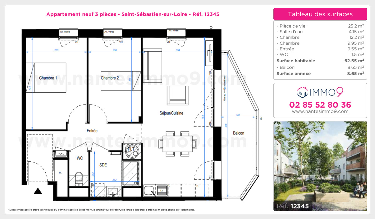 Plan et surfaces, Programme neuf Saint-Sébastien-sur-Loire Référence n° 12345